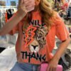 Ladies Oversized Tiger Lightning Wild Thang T-Shirt Top