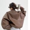 Women's Loose Fit PU Leather Street  Jacket