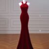 Velvet Fish Tail Cocktail Dress Bridal Engagement
