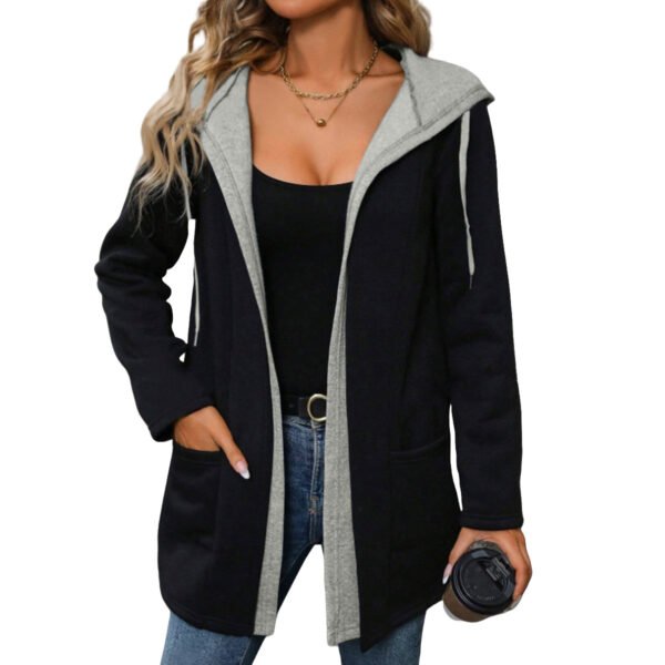 Ladies Hooded Casual Jacket with Color Blocks