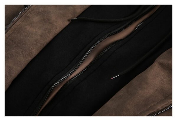 Teenagers Loose Fit Hooded PU Leather Cardigan Jacket