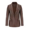 Women's Single Button Faux Leather Blazer