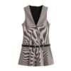 European And American Style Women's French Style With Belt Wide Pleated Sleeveless Dress