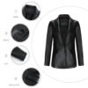 Women's Single Button Faux Leather Blazer