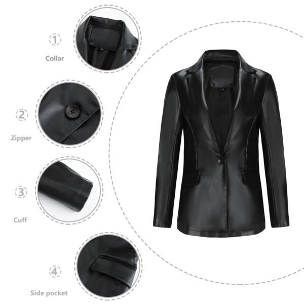 Women's Single Button Faux Leather Blazer