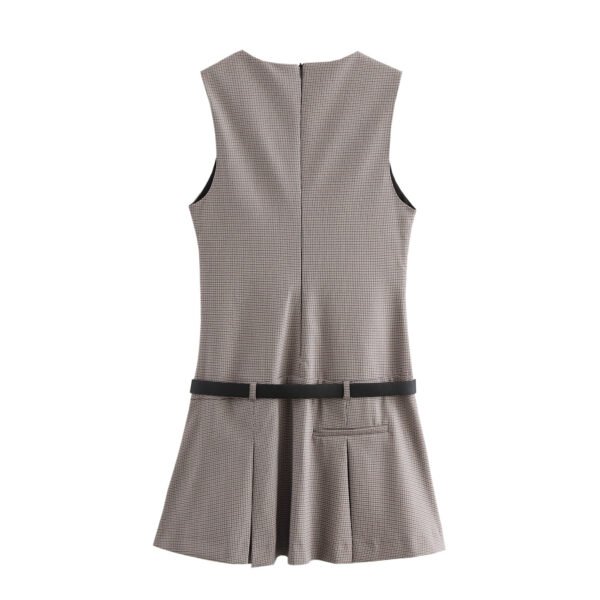 European And American Style Women's French Style With Belt Wide Pleated Sleeveless Dress