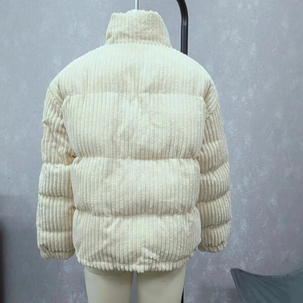 Ladies Loose Corduroy Puffer Jacket with Pockets