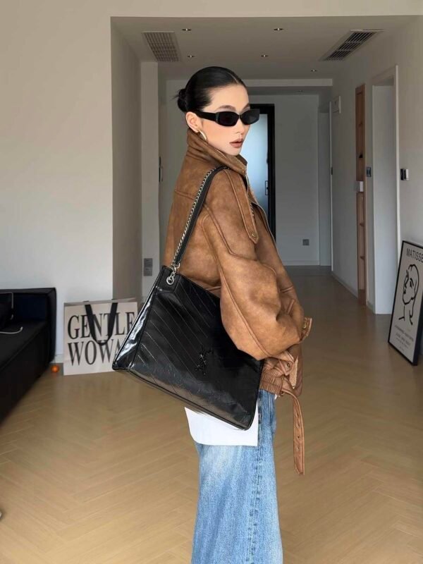Women's Faux Shearling Lined Aviator Style Jacket