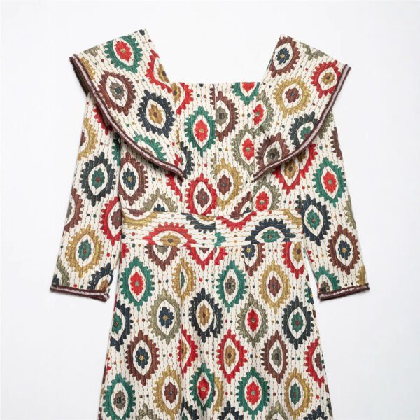 Ethnic Style Elegance Retro Flying Sleeves Printed Dress