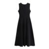 European And American Elegant Style Sleeveless Vest Color Collision Design Long Dress For Women