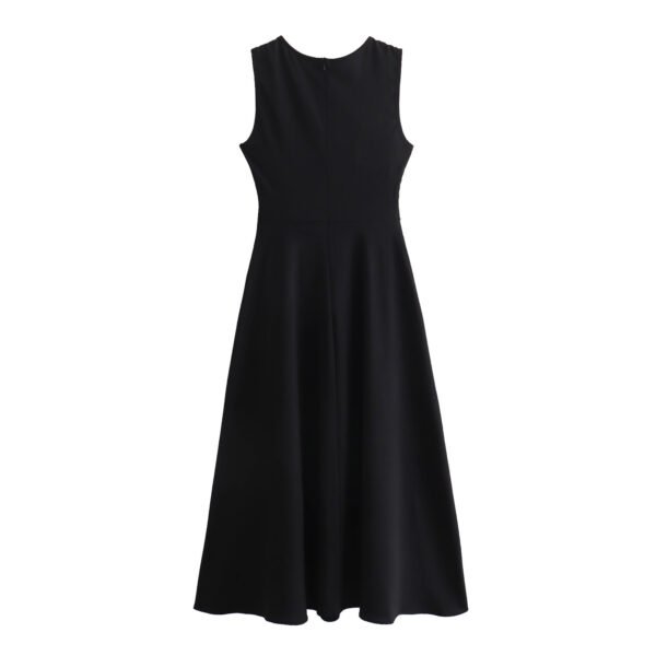 European And American Elegant Style Sleeveless Vest Color Collision Design Long Dress For Women