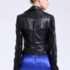 Women's Slim Fit Tassel Detail PU Leather Biker Jacket