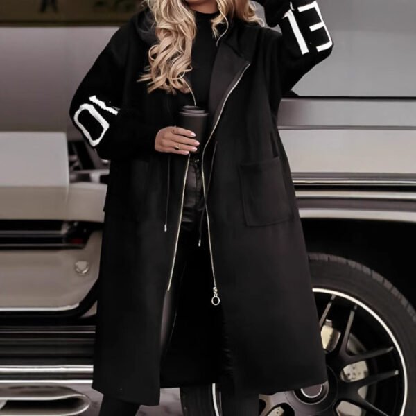 Women's Long Black Hooded Coat (8 Color)
