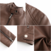 Women's Slim Fit Stand Collar Faux Leather Jacket