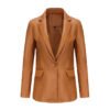 Women's Single Button Faux Leather Blazer