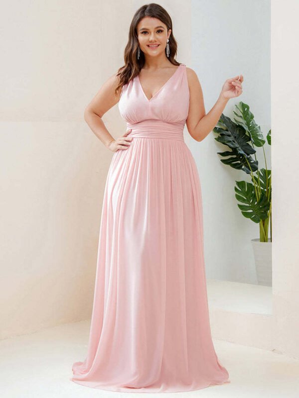 2056c422-facb-4a37-991c-13546a091e2b Women,s Deep V-neck Bridesmaid Plus Size High Waist Dress