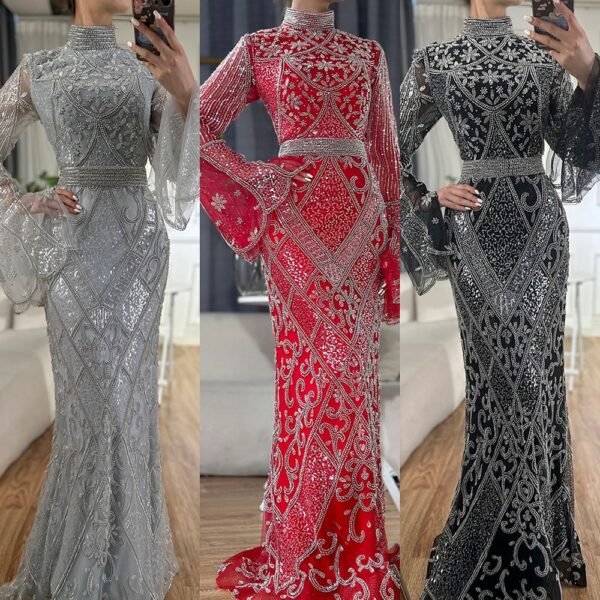 21b826a7-e8ce-46c7-85b9-3651c3b10210 Women,s  High Collar Fishtail Long Dress