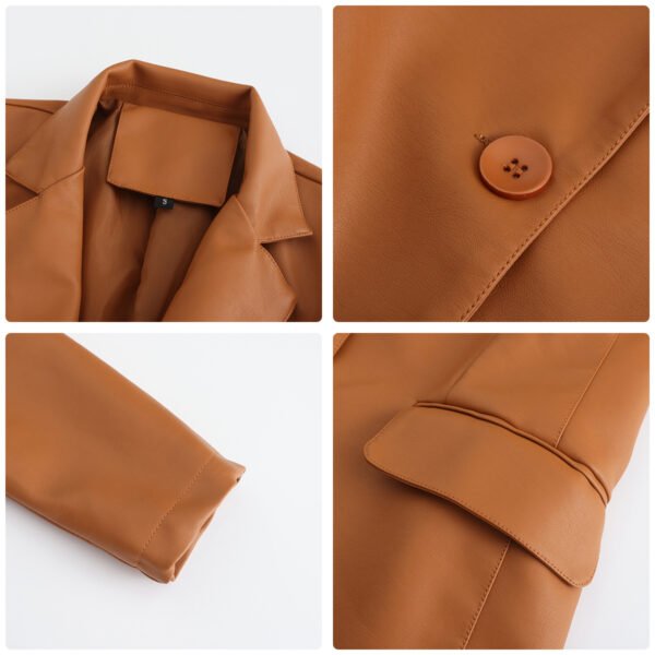 Women's Single Button Faux Leather Blazer
