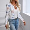women's floral print-puff sleeve jacket