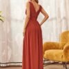 2958a397-a7a9-4d56-bced-ef9379242e99 Women,s Deep V-neck Bridesmaid Plus Size High Waist Dress