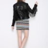 Women's Slim Fit Tassel Detail PU Leather Biker Jacket
