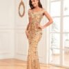2c76e659-c5cd-4f80-9e74-1dd474e18f57 Women,s Sequined High Waist Fishtail Long Dress