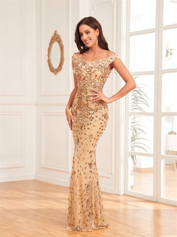 2c76e659-c5cd-4f80-9e74-1dd474e18f57 Women,s Sequined High Waist Fishtail Long Dress