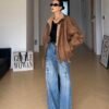 Women's Faux Shearling Lined Aviator Style Jacket