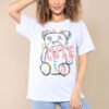 Ladies Oversized Graphic Print Short Sleeves T-Shirt Top