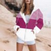 Ladies Striped Hooded Casual  Jacket