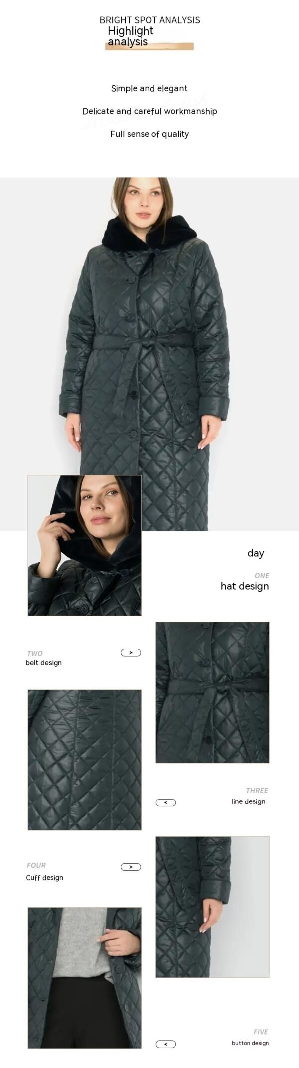 Women's Padded Jacket with Big Fur Collar
