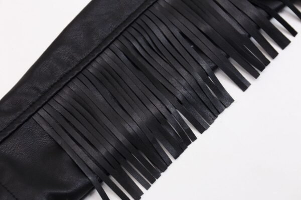 Women's Slim Fit Tassel Detail PU Leather Biker Jacket