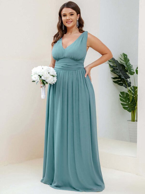 4061fe54-03dd-4585-b378-a055f9c6fea7 Women,s Deep V-neck Bridesmaid Plus Size High Waist Dress