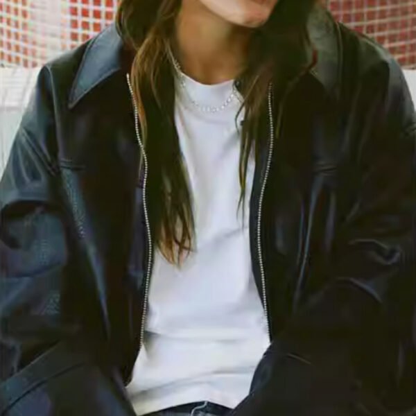 Women's Loose Fit Lapel Collar Regular Jacket