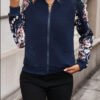 Women's Floral Sleeve Quilted Bomber Jacket