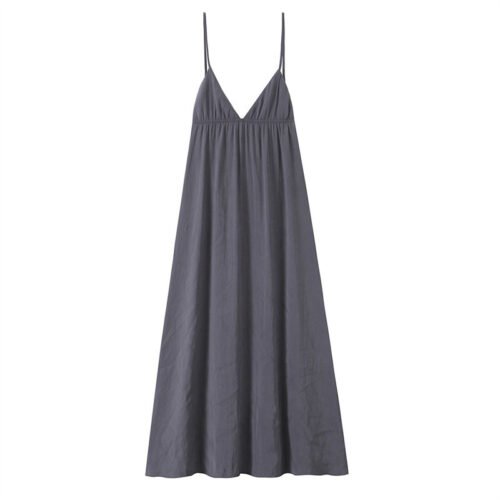 V-neck Sleeveless Backless Sling Drape Midi Skirt Dress