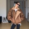 Women's Faux Shearling Lined Aviator Style Jacket
