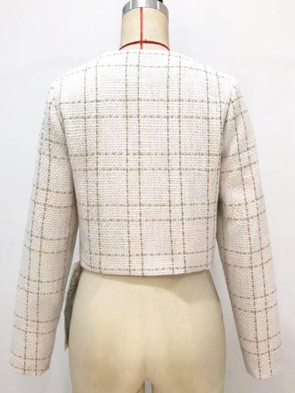 Fall Winter Top Classic Style Short Plaid Coat