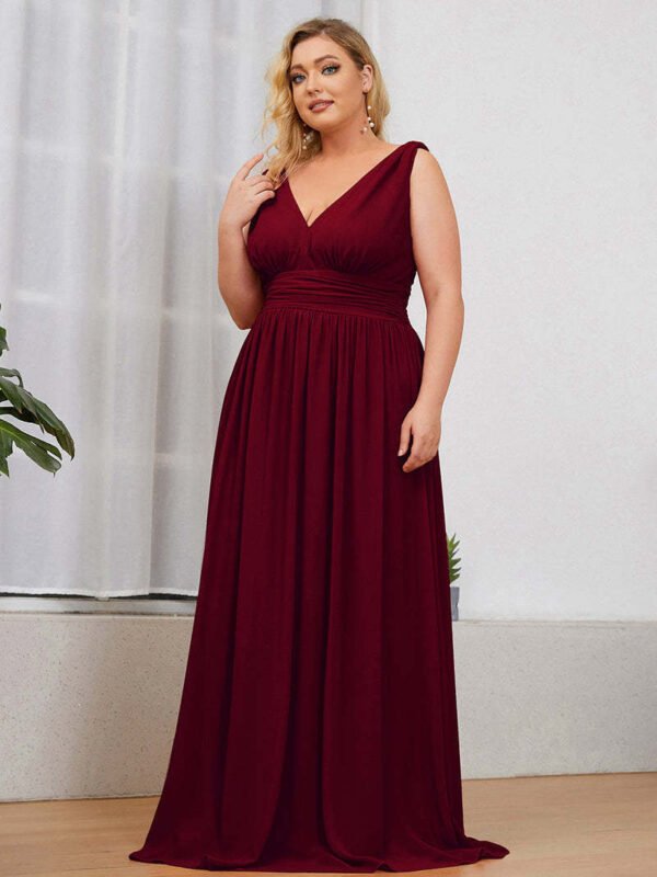 4fa2e0aa-82e2-453b-b0f7-efd2019649ea Women,s Deep V-neck Bridesmaid Plus Size High Waist Dress