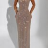 Sexy Double-shoulder Strap Sequins Net Drill Suspenders Dress