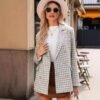 Women's Plaid Woolen Blazer With Fashion Casual Top Pockets