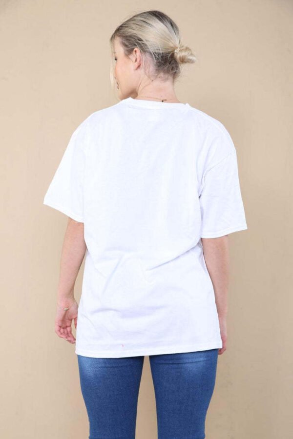 Ladies Oversized Sequin Eye Printed Short Sleeves T-Shirt Top