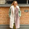 Women's Color Block Faux Fur Coat
