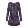 French Style Retro Crew Neck Long Sleeve Sequined Backless Dress