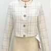 Fall Winter Top Classic Style Short Plaid Coat