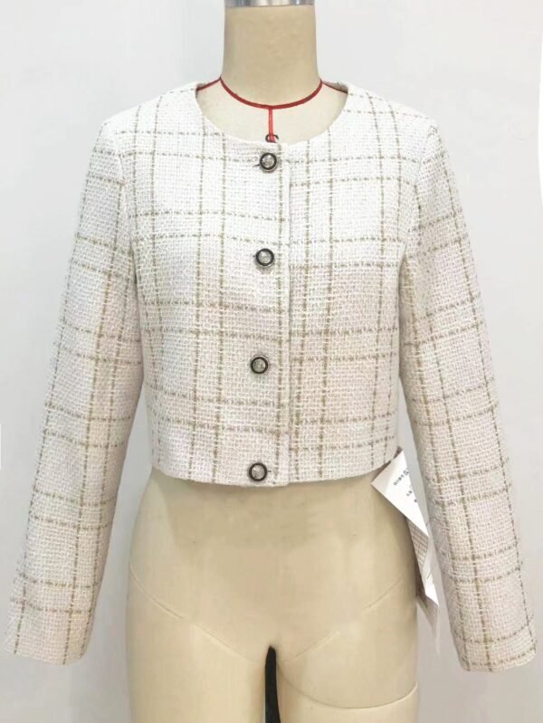 Fall Winter Top Classic Style Short Plaid Coat
