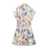 Floral Printed Silk Satin Texture Dress