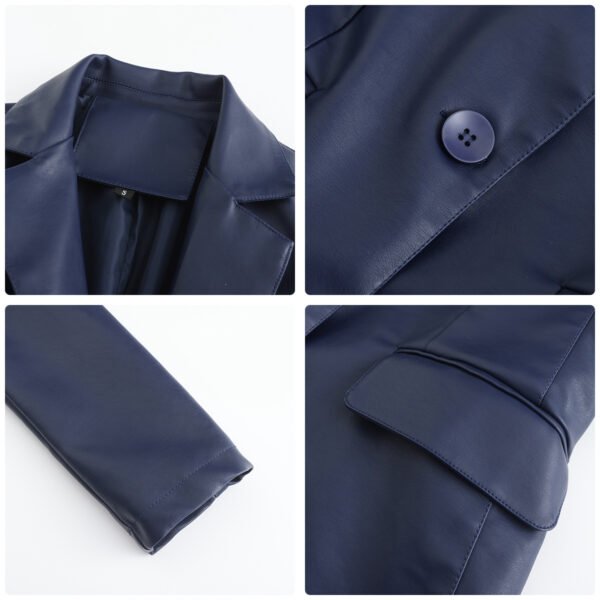 Women's Single Button Faux Leather Blazer