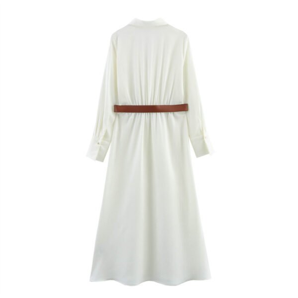European And American Style Women's Fashion Temperament With Belt Silk Satin Texture Dress