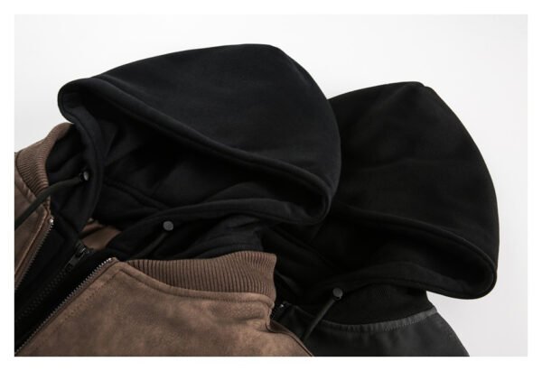 Teenagers Loose Fit Hooded PU Leather Cardigan Jacket